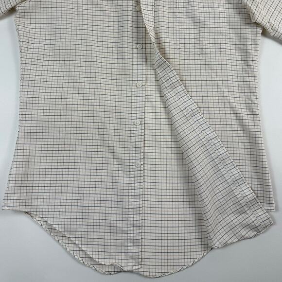 Vintage 70s Sears Perma-Prest 15-1/2" Regular Cut White Brown Office Dress Shirt - Picture 3 of 7